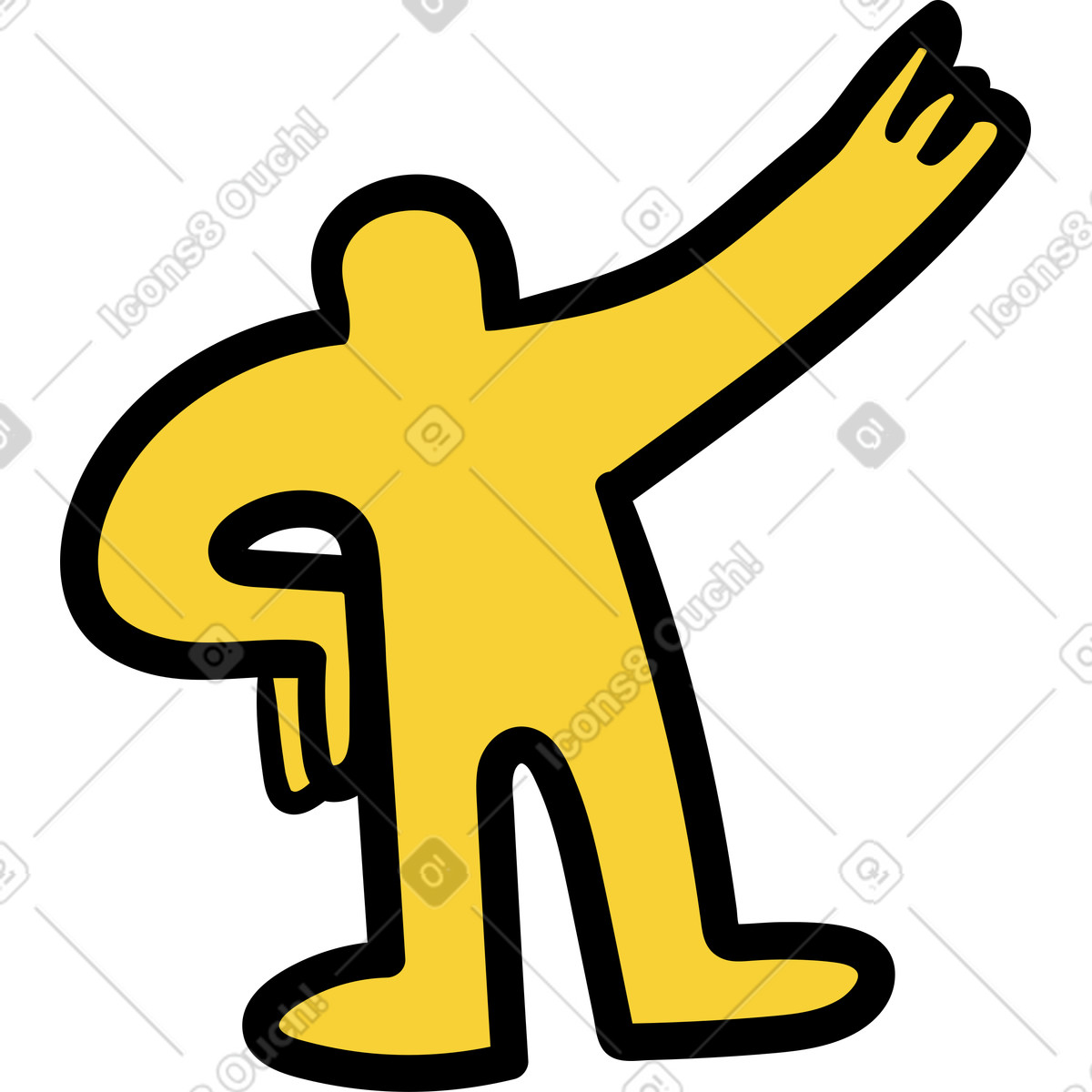 Illustration Yellow person pointing up dans le style Wiggle à télécharger aux formats PNG, SVG