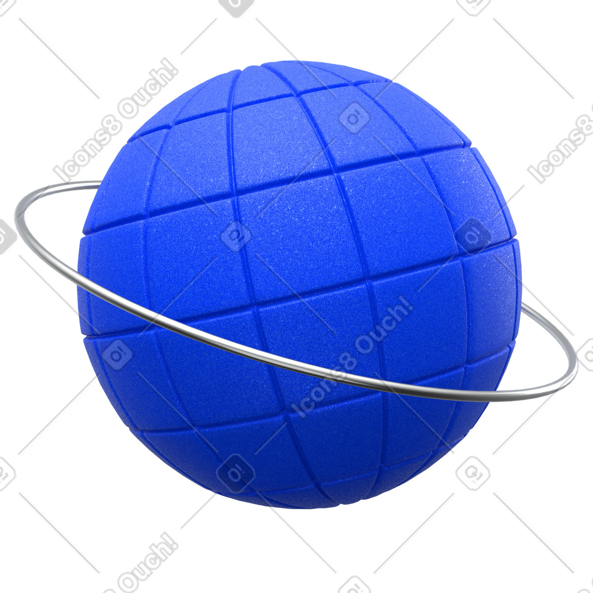 International network technology on blue planet with metallic ring illustration in 3D Enterprise style download in PNG, SVG