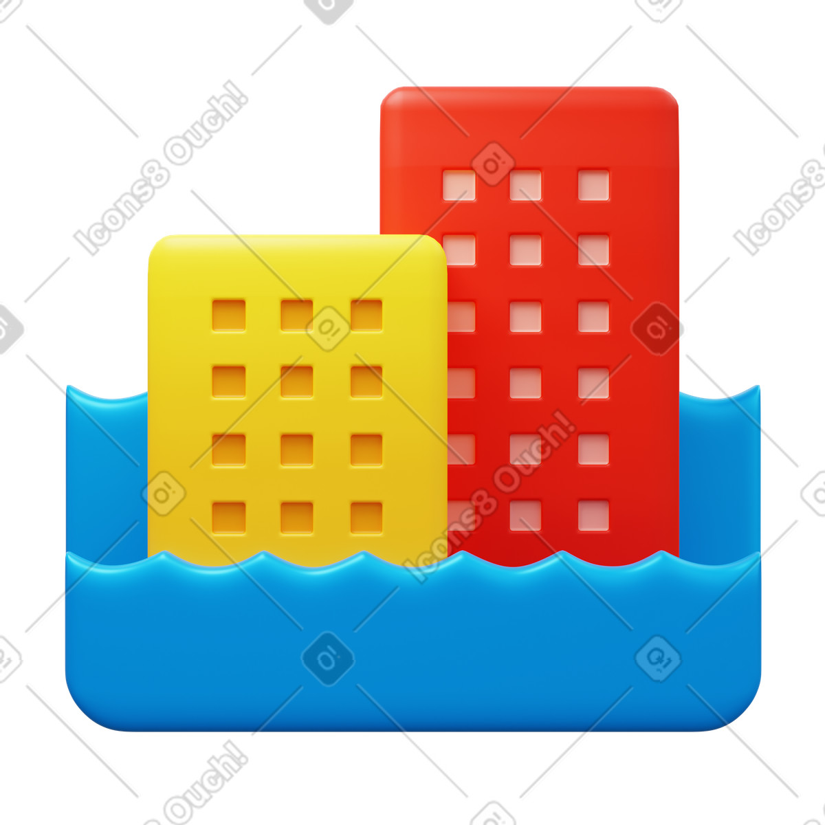 Inondazioni illustrazione in stile 3D Fluency scarica in PNG, SVG