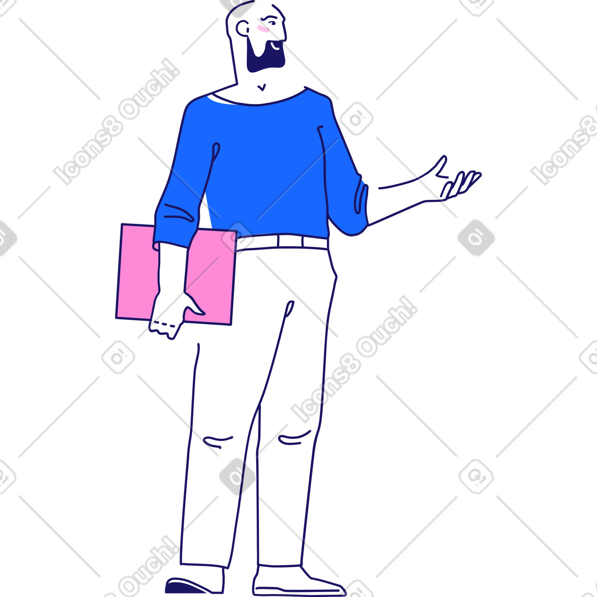 Man with folder in hand illustration Matey style download PNG, SVG