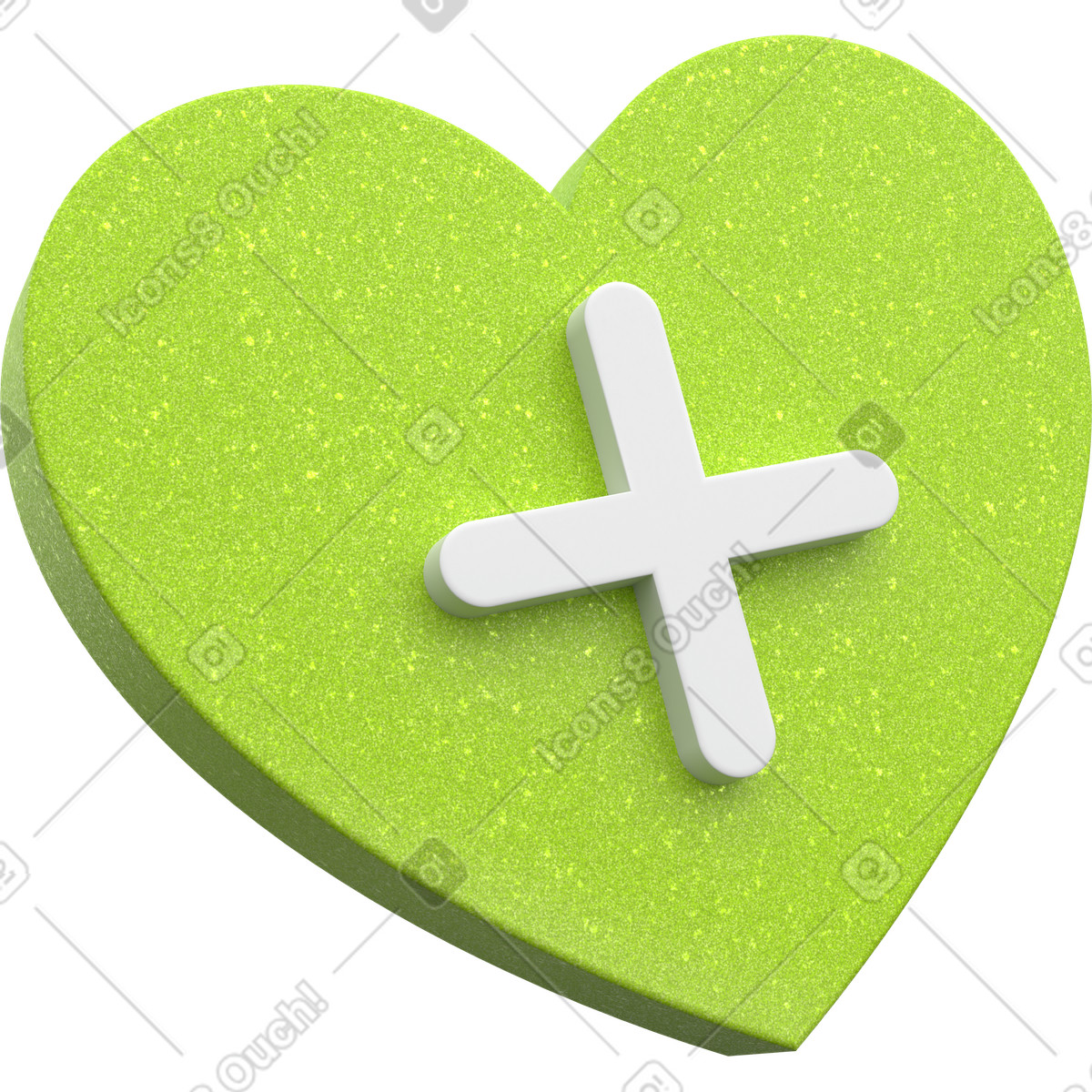 3D green heart icon with medical cross illustration first aid clipart in PNG SVG GIF