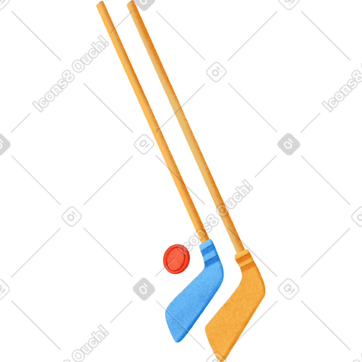 Illustration Two clubs and a puck dans le style Gleam à télécharger aux formats PNG, SVG