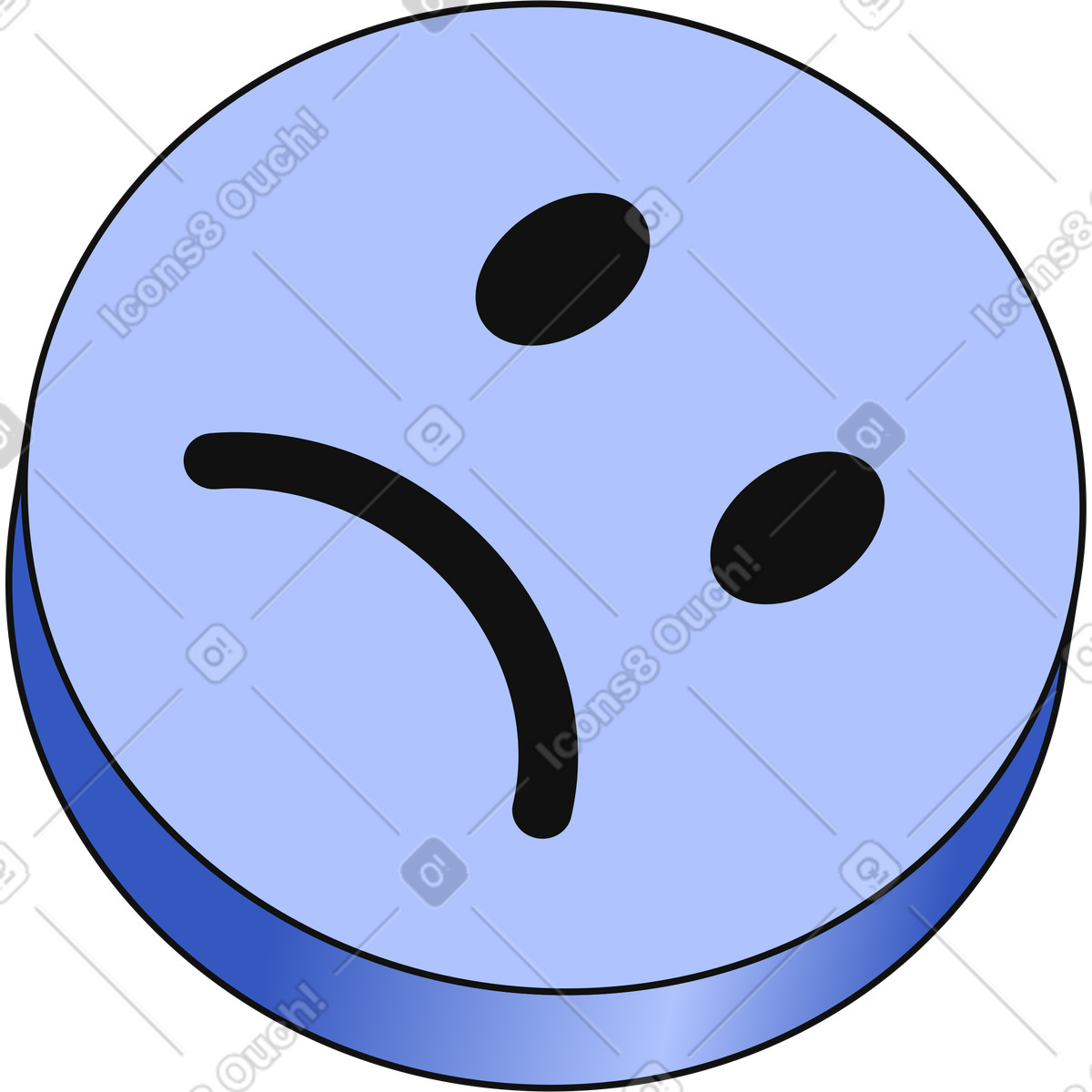 Sad face icon illustration in Techny style download in PNG, SVG