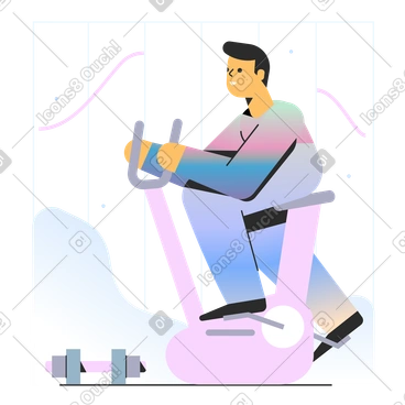 Man exercising on exercise bike PNG, SVG
