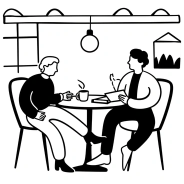 Goethe and Schiller engaged in a deep discussion over coffee at a quaint café.