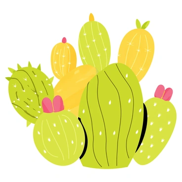 A detailed study of cacti showcasing various textures and patterns. The image features multiple cacti of different shapes and sizes arranged together. Each cactus displays unique characteristics, with vibrant spines ranging from deep green to bright yellow. Close-ups emphasize the intricate patterns formed by the spines, showing their sharpness and curvature. The surface of the cacti is dotted with small bumps and grooves, highlighting the diversity in their textures. Different lighting enhances the colors and shadows, creating depth and dimension throughout the composition.