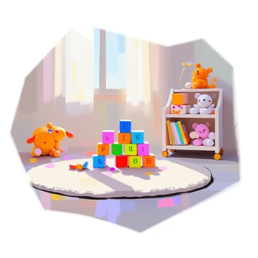 A simple stack of wooden blocks in a nursery