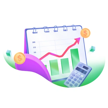 A modern pastel illustration depicting a line graph with a noticeable dip highlighting a financial gap. The graph features a bold red line that sharply declines at a specific point, indicating the gap. Along the x-axis, there are labeled months, while the y-axis displays numerical values. Surrounding the graph are icons representing money, such as dollar signs, coins, and a calculator. The background is a soft gradient of pastel colors to enhance the visual appeal of the graph.