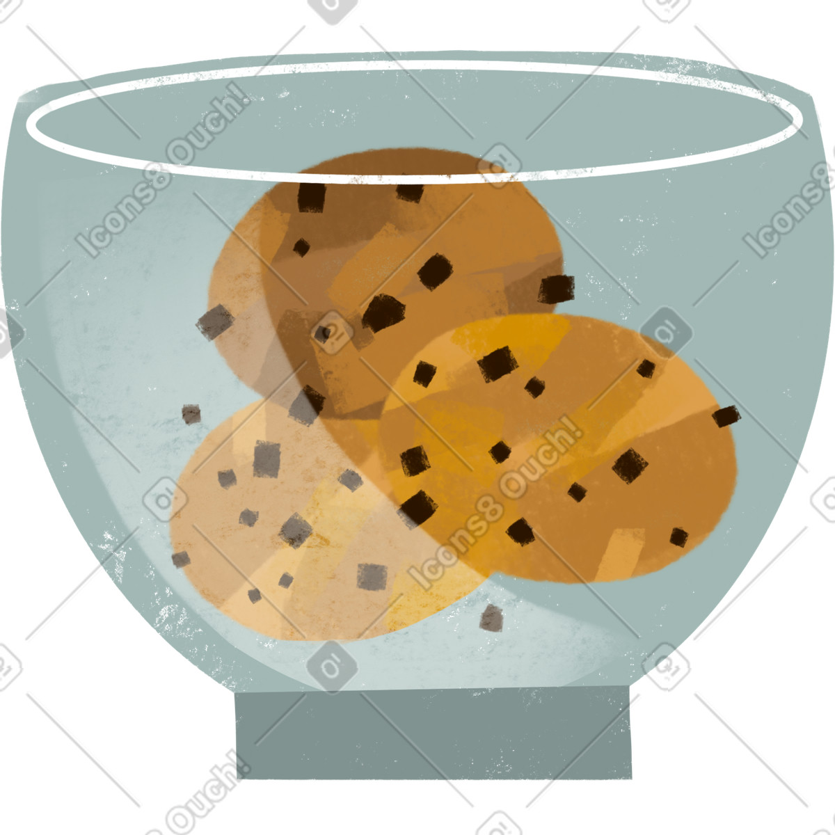 Fabulous 스타일의 Clear bowl of chocolate chip cookies 일러스트레이션 PNG, SVG 다운로드