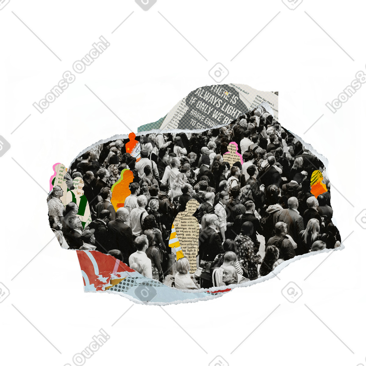 Ilustração de Society collage with newspaper cut outs em no estilo Paper para baixar em PNG, SVG