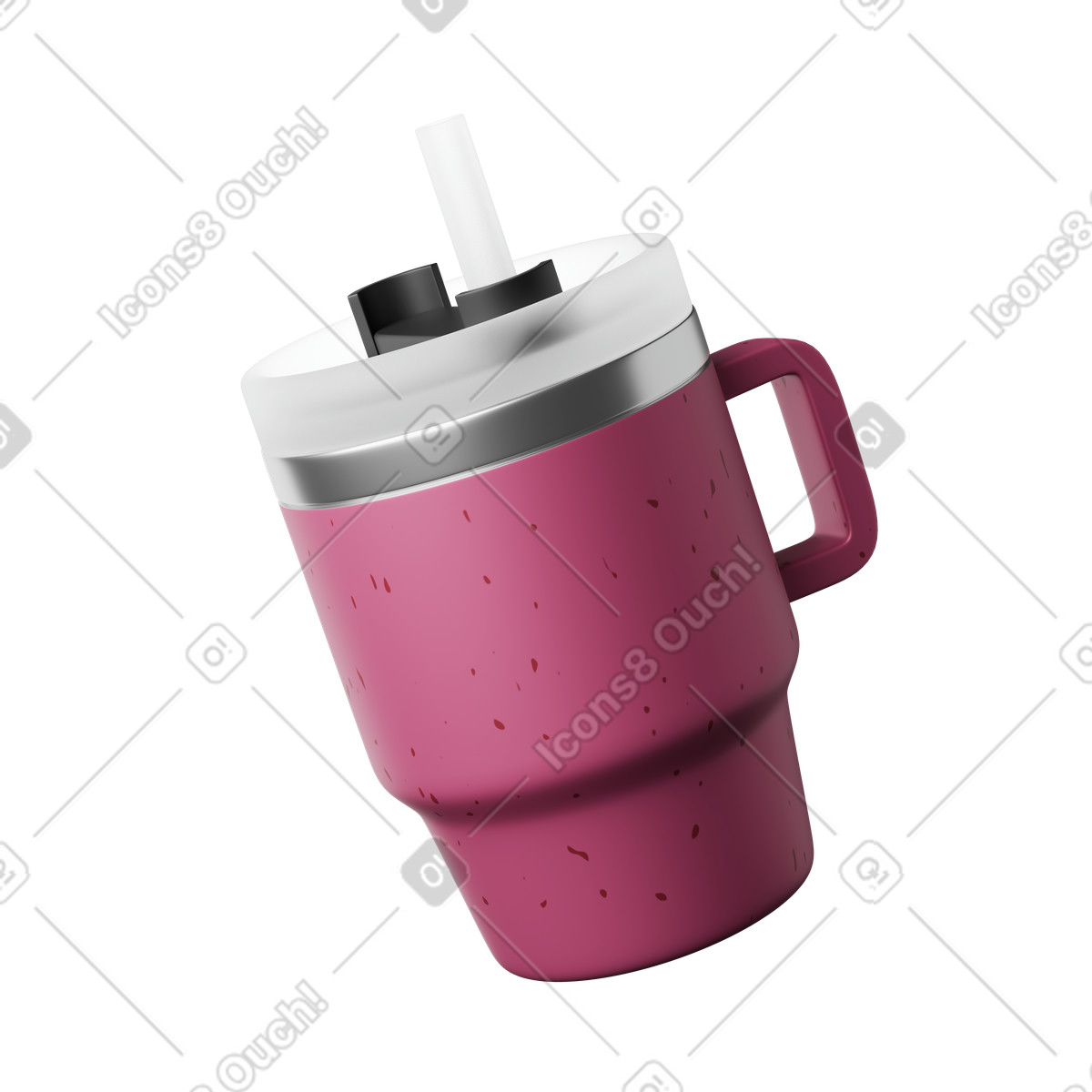 Ilustración Taza térmica rosa en estilo 3D Kindy a descargar en PNG y SVG