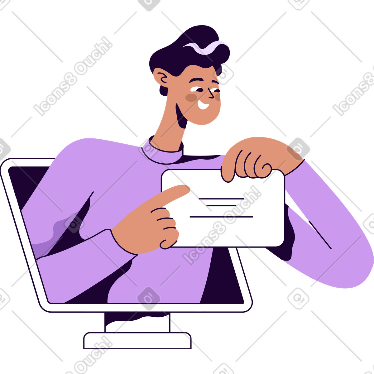 Illustration Gars avec un signe dans ses mains du moniteur le style Martina à télécharger aux formats PNG, SVG
