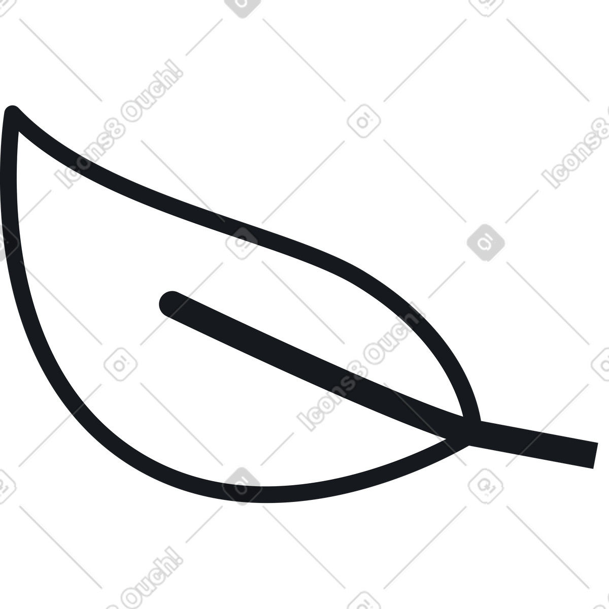 White leaf illustration in Breeze style download in PNG, SVG
