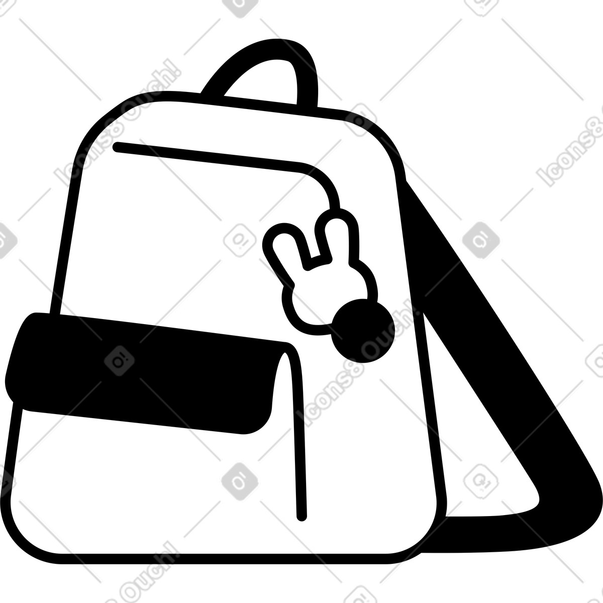 Ilustração de Backpack with keychain accessory and shoulder strap minimal line drawing em no estilo Notion Art para baixar em PNG, SVG