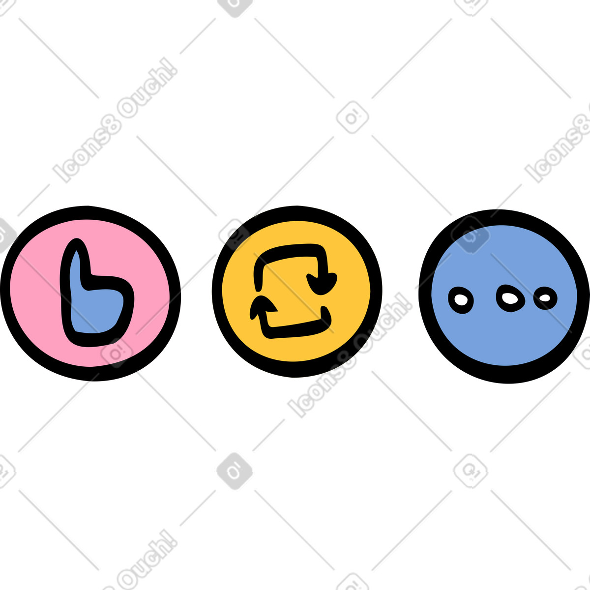 Icone dei social media illustrazione in stile Comic scarica in PNG, SVG