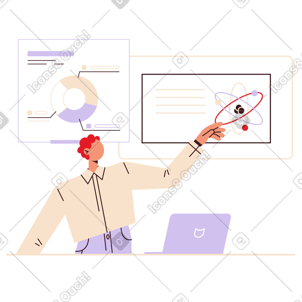 School teacher explaining course content board illustration teaching clipart PNG SVG GIF