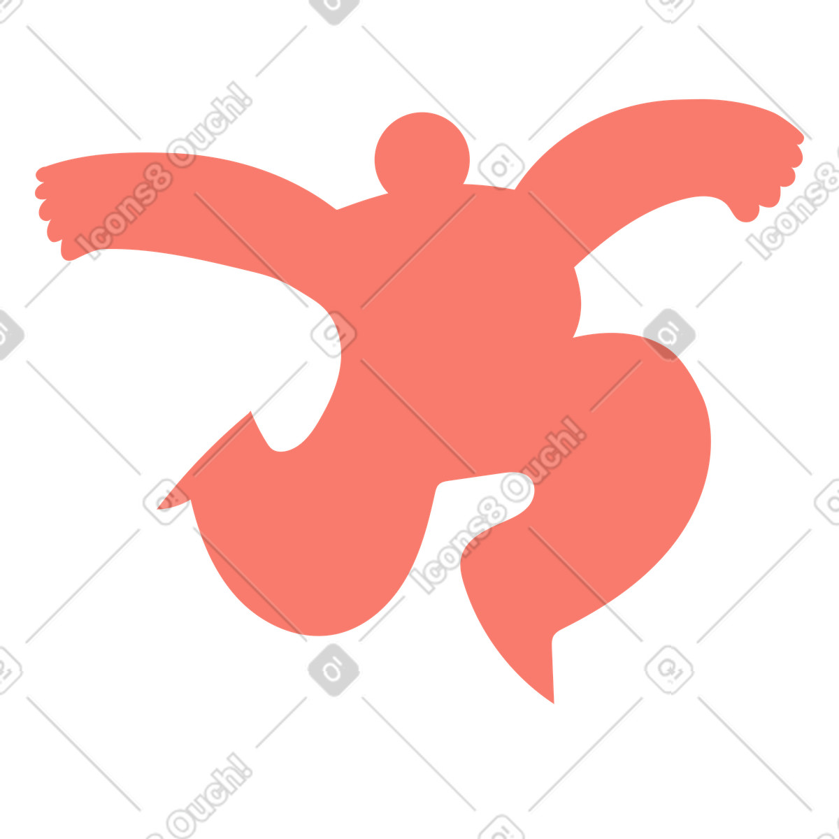 Illustration Silhouette jumping figure with outstretched arms expressing joyful energy dans le style Bold People à télécharger aux formats PNG, SVG