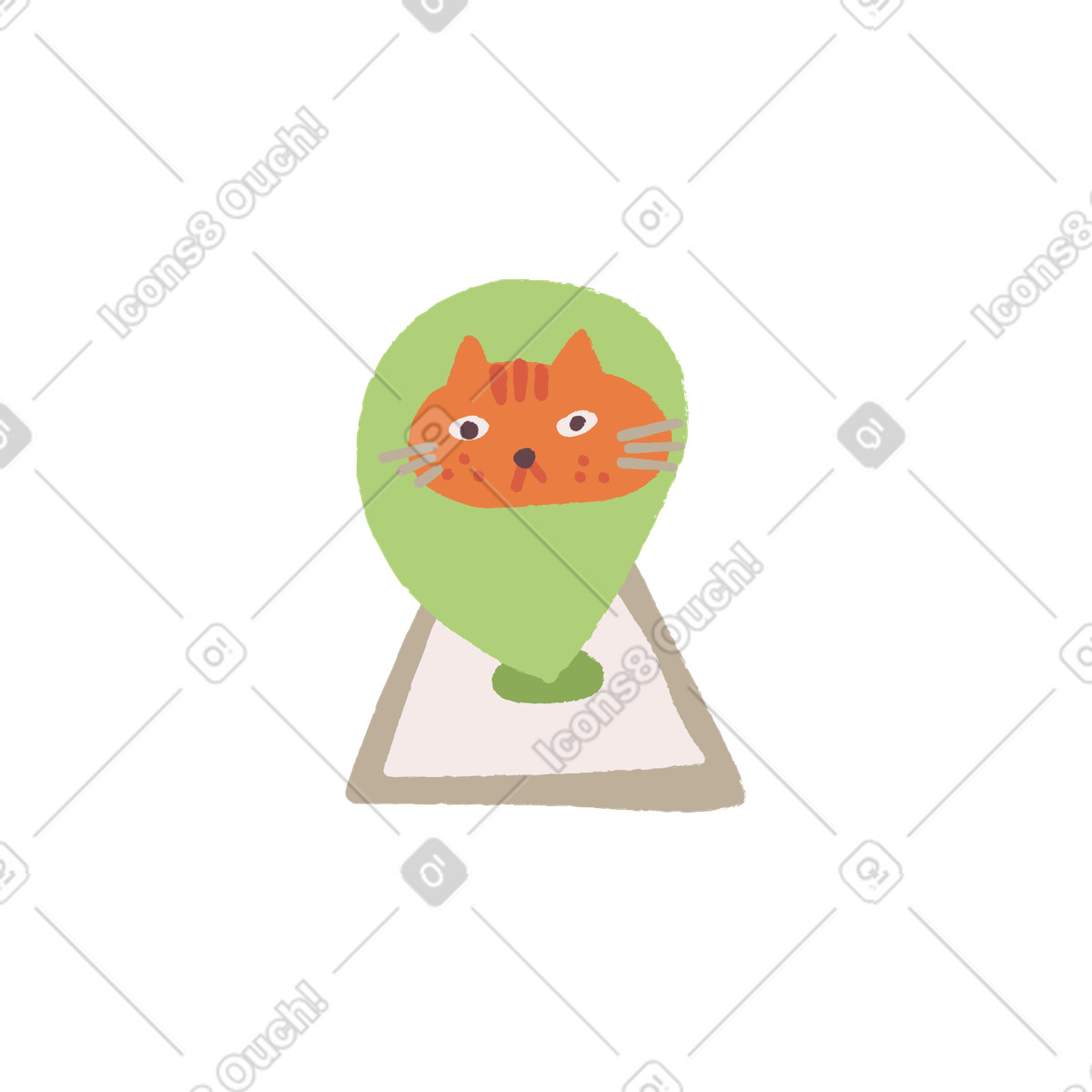 Ilustración Map pin with cat on screen, Animal location access en estilo Ginger a descargar en PNG y SVG