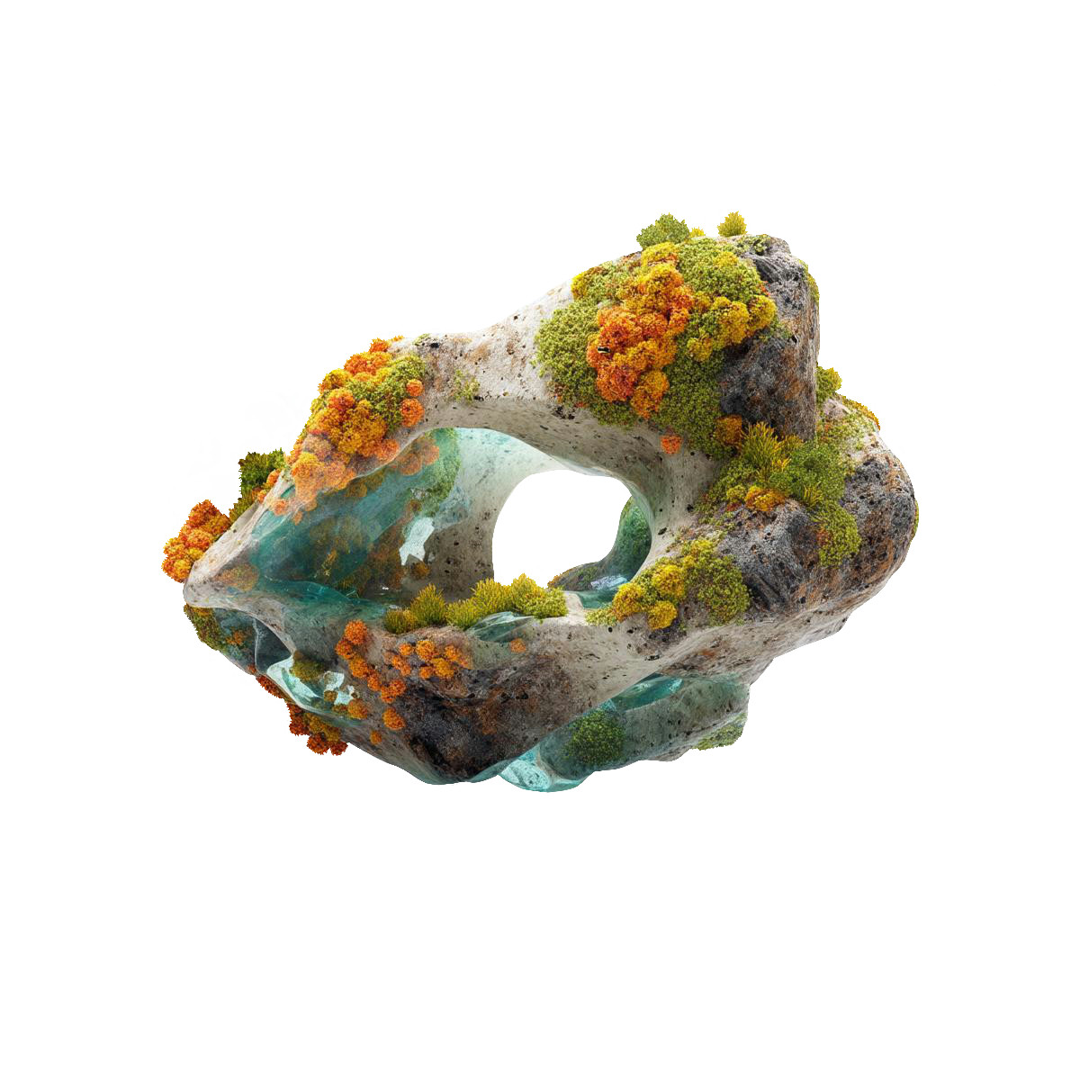 Crystal mossy stone loop illustration in Biomorphic style download in PNG, SVG