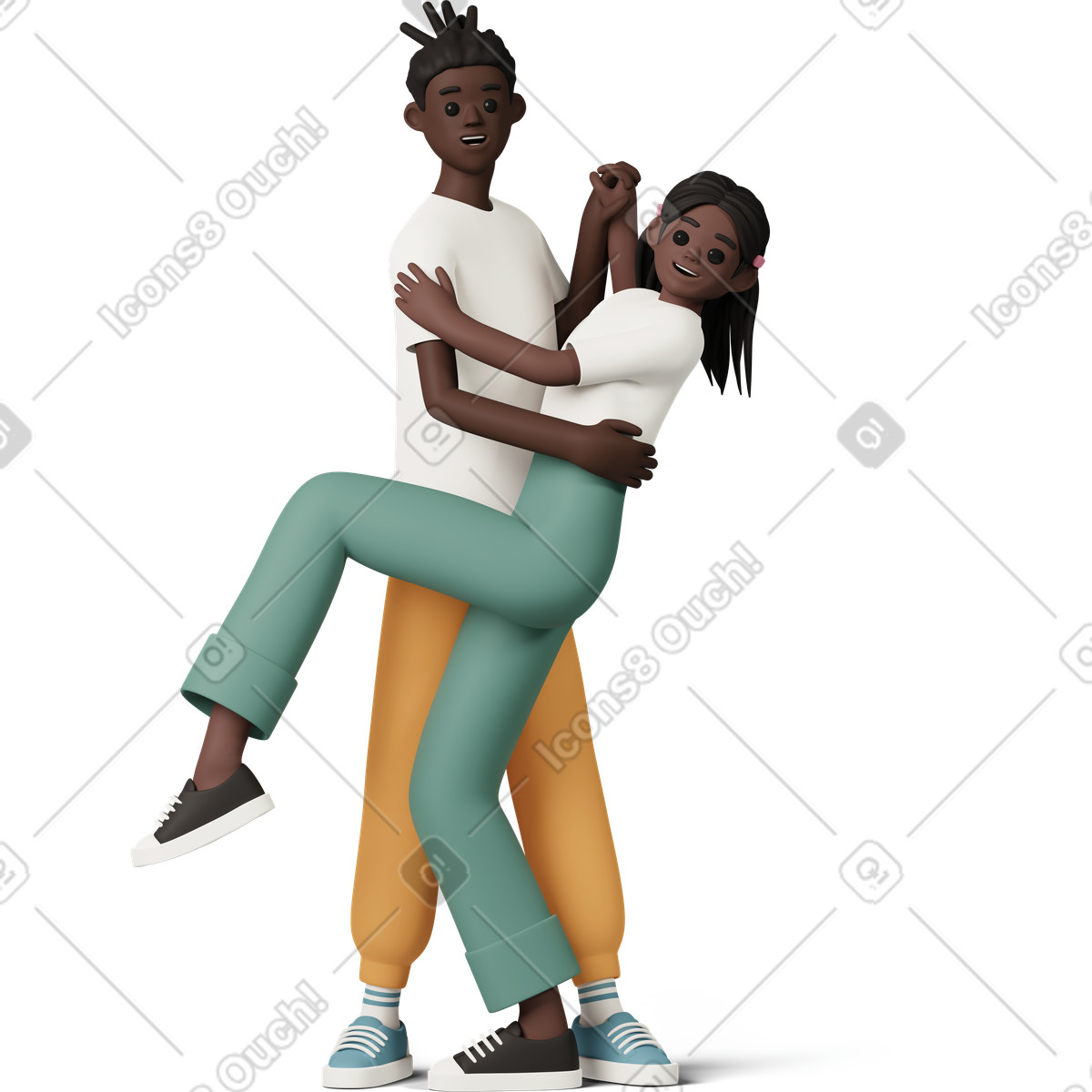 3D Casual life 스타일의 Boy and girl dancing swing 일러스트레이션 PNG, SVG 다운로드