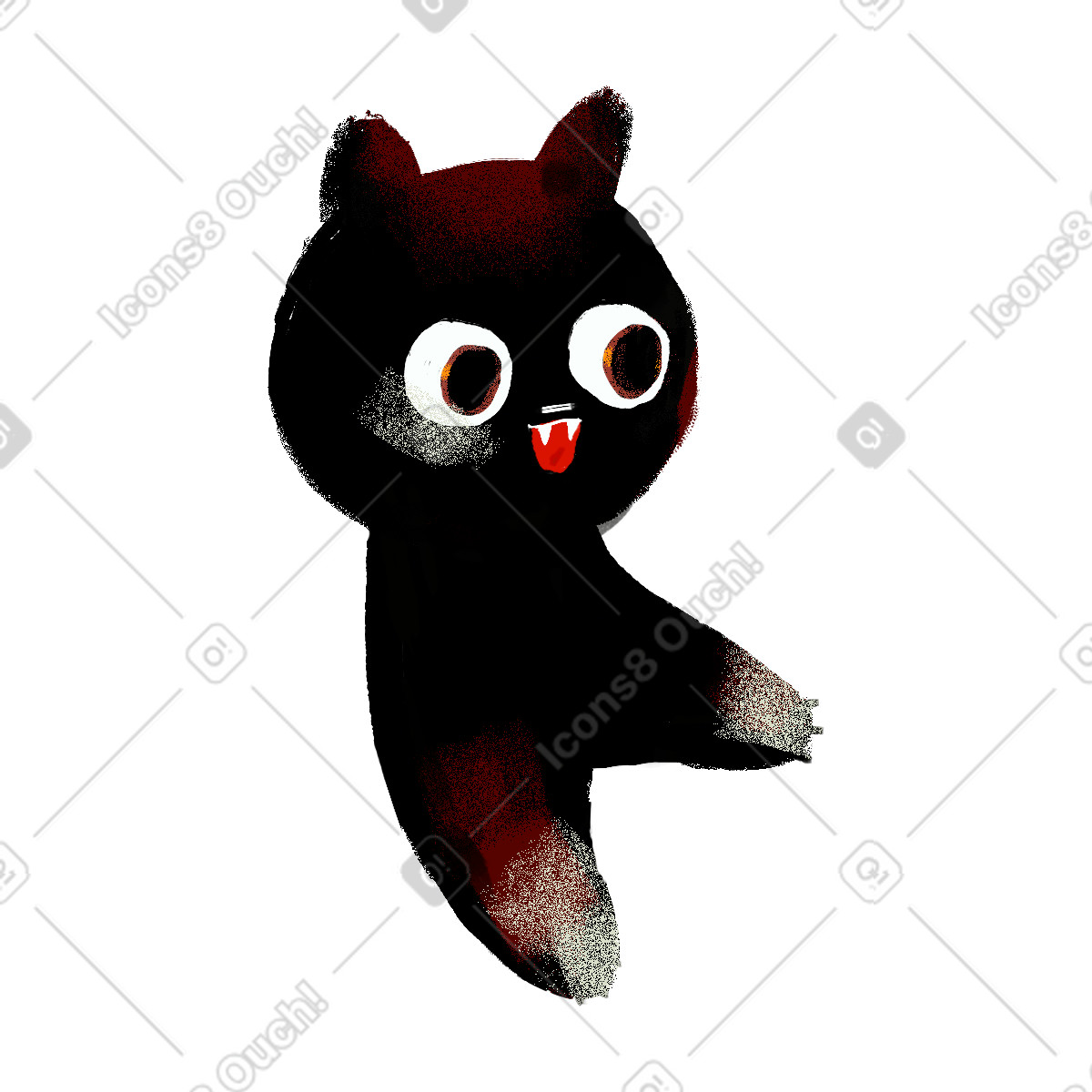 Illustration Black kitten dans le style Ikigai à télécharger aux formats PNG, SVG