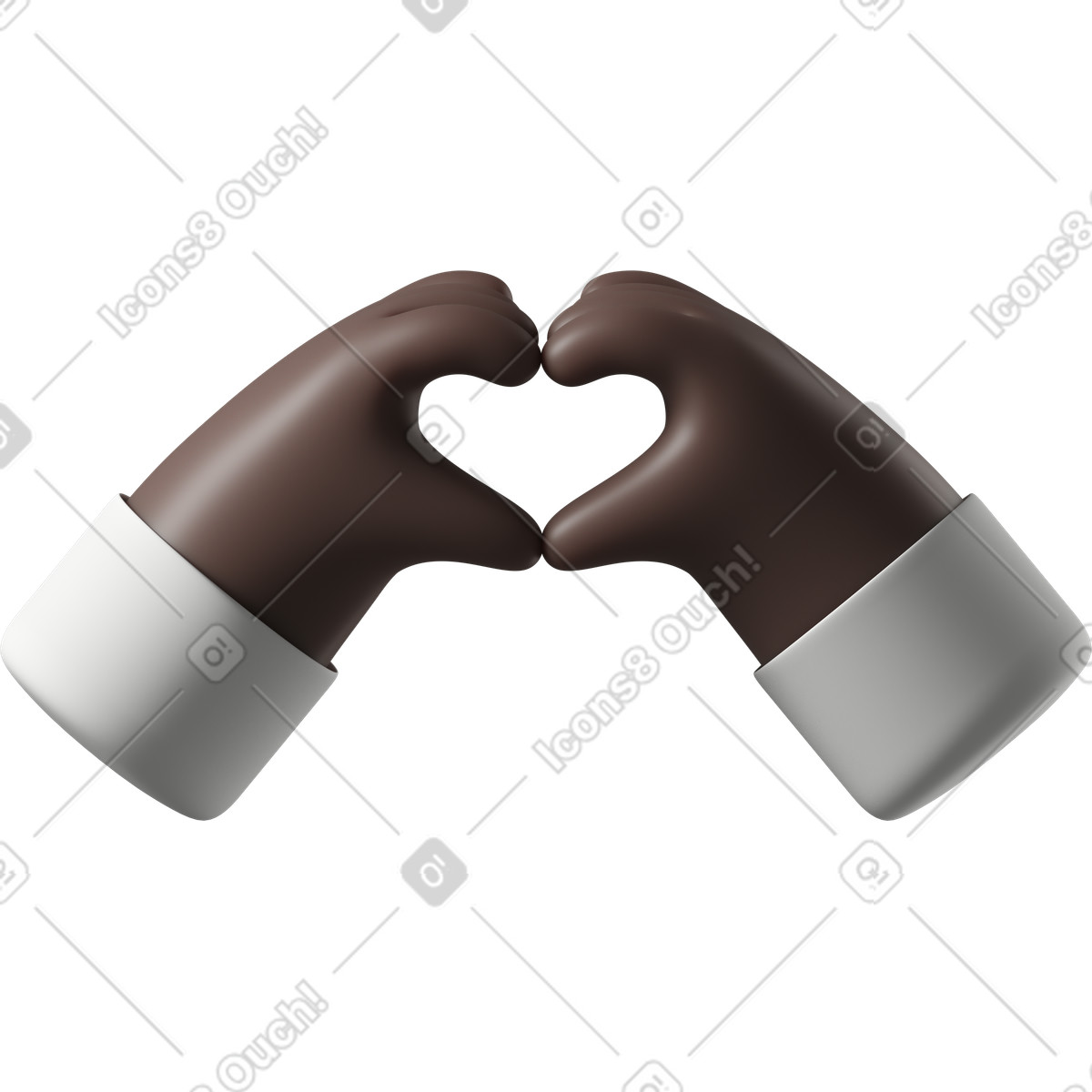 Mani di pelle nera che mostrano un segno del cuore illustrazione in stile 3D Hands Fun&Wild scarica in PNG, SVG
