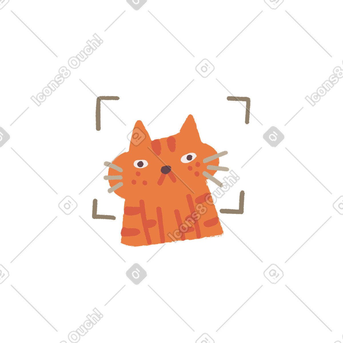 Cat in video camera viewfinder illustration Ginger style download PNG, SVG