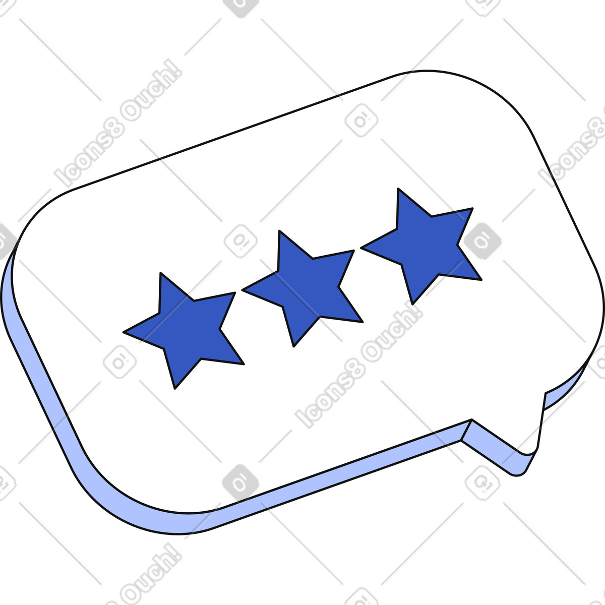 Speech bubble with three stars illustration in Techny style download in PNG, SVG