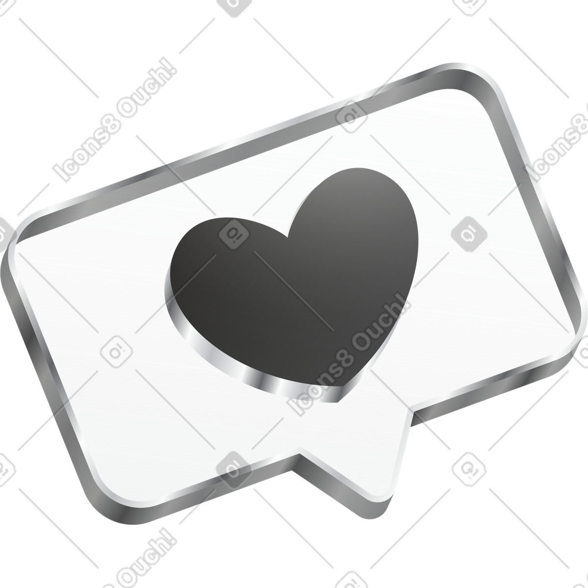 Token 스타일의 Heart notification bubble metallic social media like symbol badge 일러스트레이션 PNG, SVG 다운로드