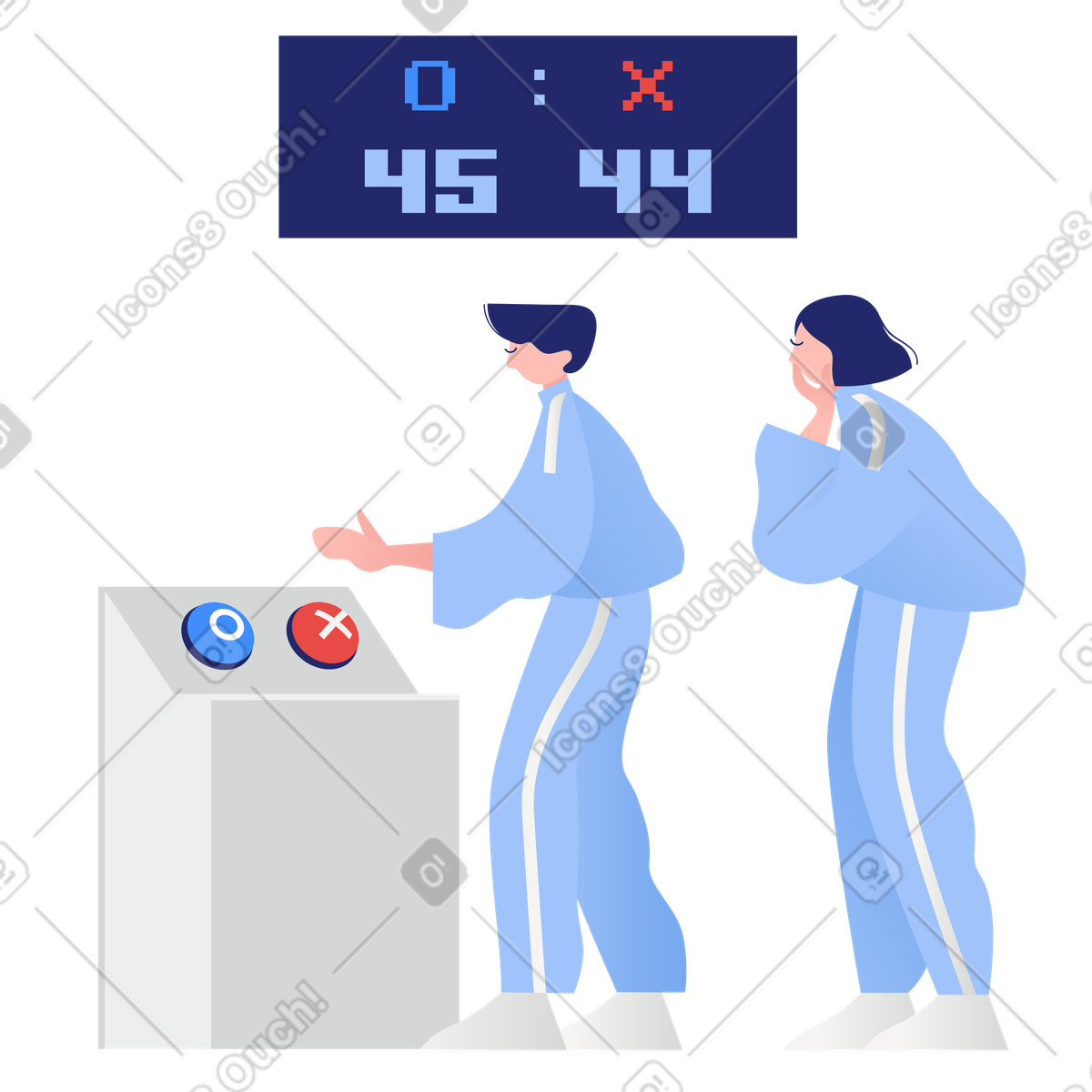 Illustration animée Les gens prennent la décision de voter sous pression aux formats GIF, Lottie (JSON) et AE