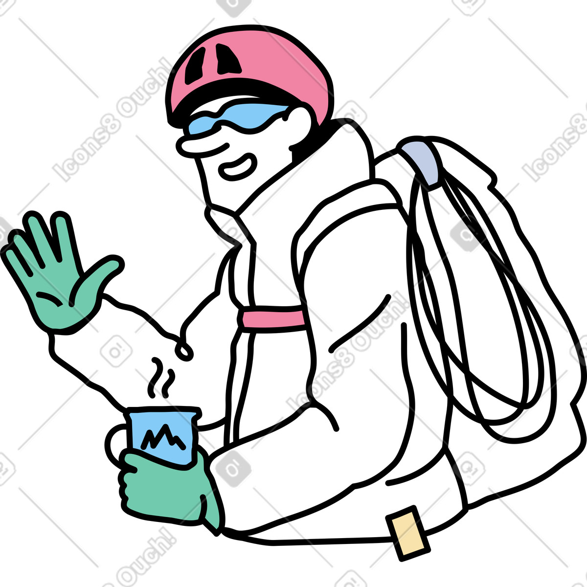 Notes スタイルの 男性登山家 のイラストをPNG、SVG形式でダウンロード