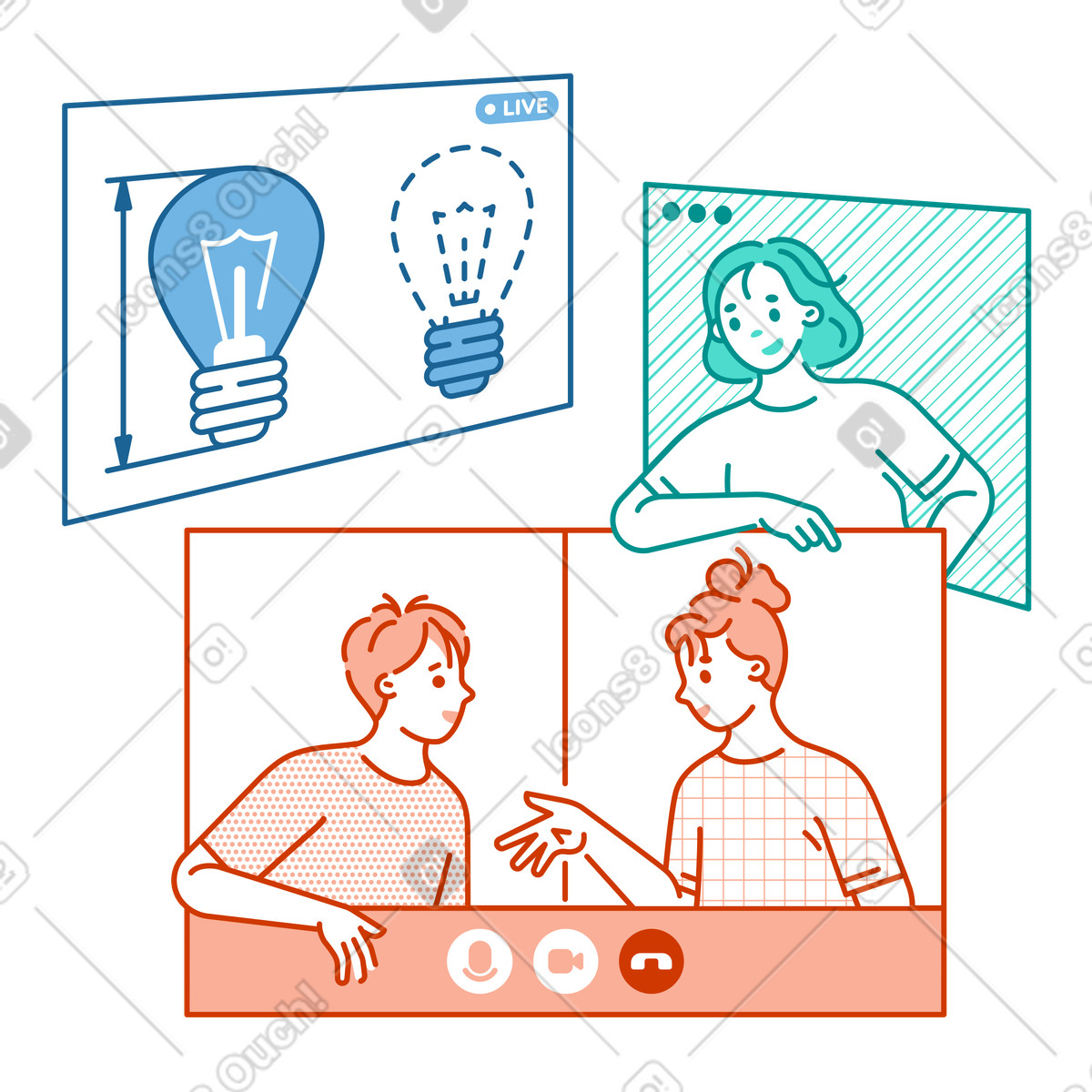 Uomo e donna fanno un accordo dopo aver discusso di progetto, networking illustrazione in stile Natty scarica in PNG, SVG