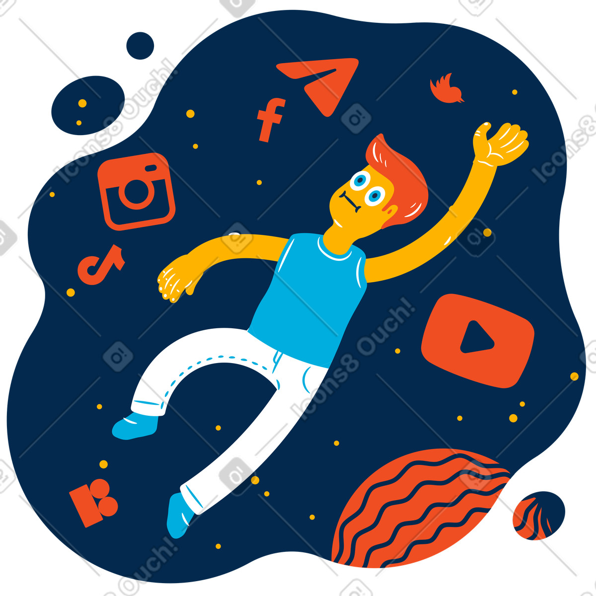Perso nei social network illustrazione in stile Flame scarica in PNG, SVG