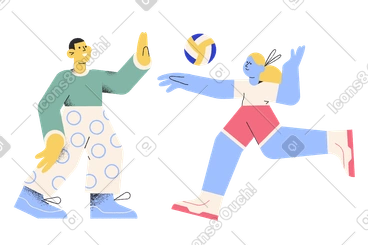 Man and woman playing volleyball PNG, SVG