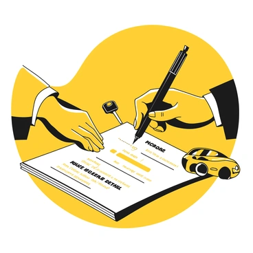 A close-up of hands signing a car insurance contract with a pen