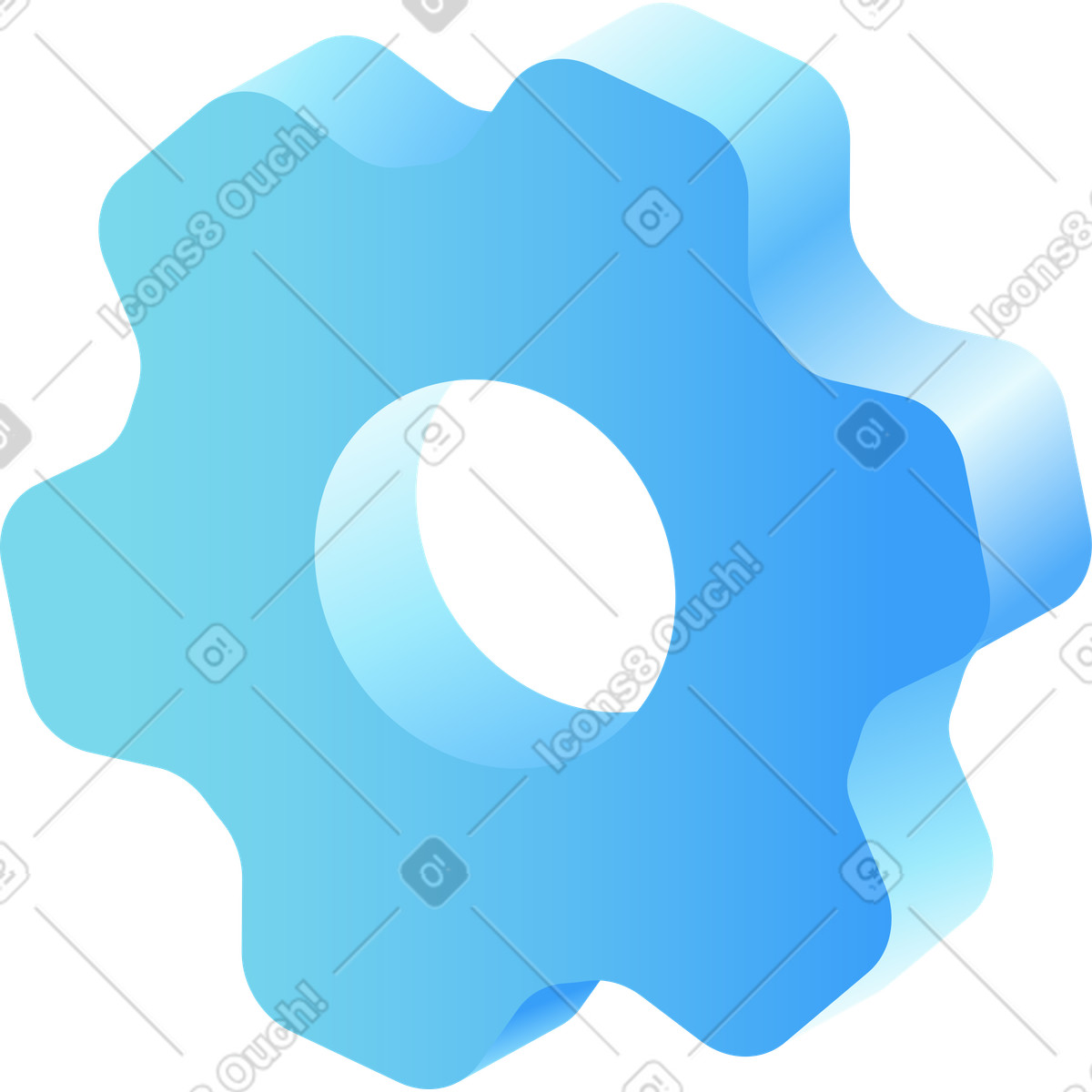 Large gear in 3d volume illustration Airy style download PNG, SVG