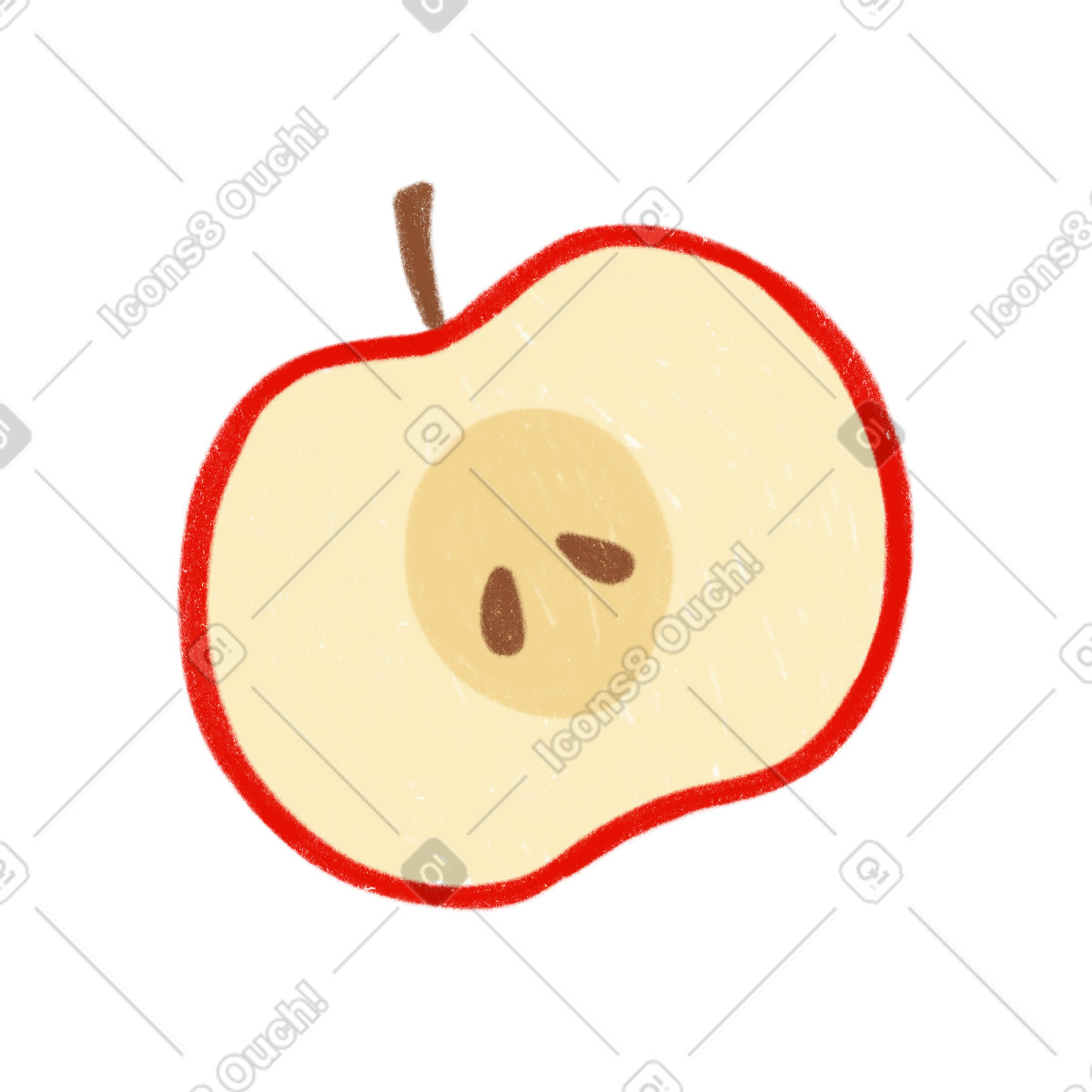 Apple half illustrazione in stile Cozy scarica in PNG, SVG