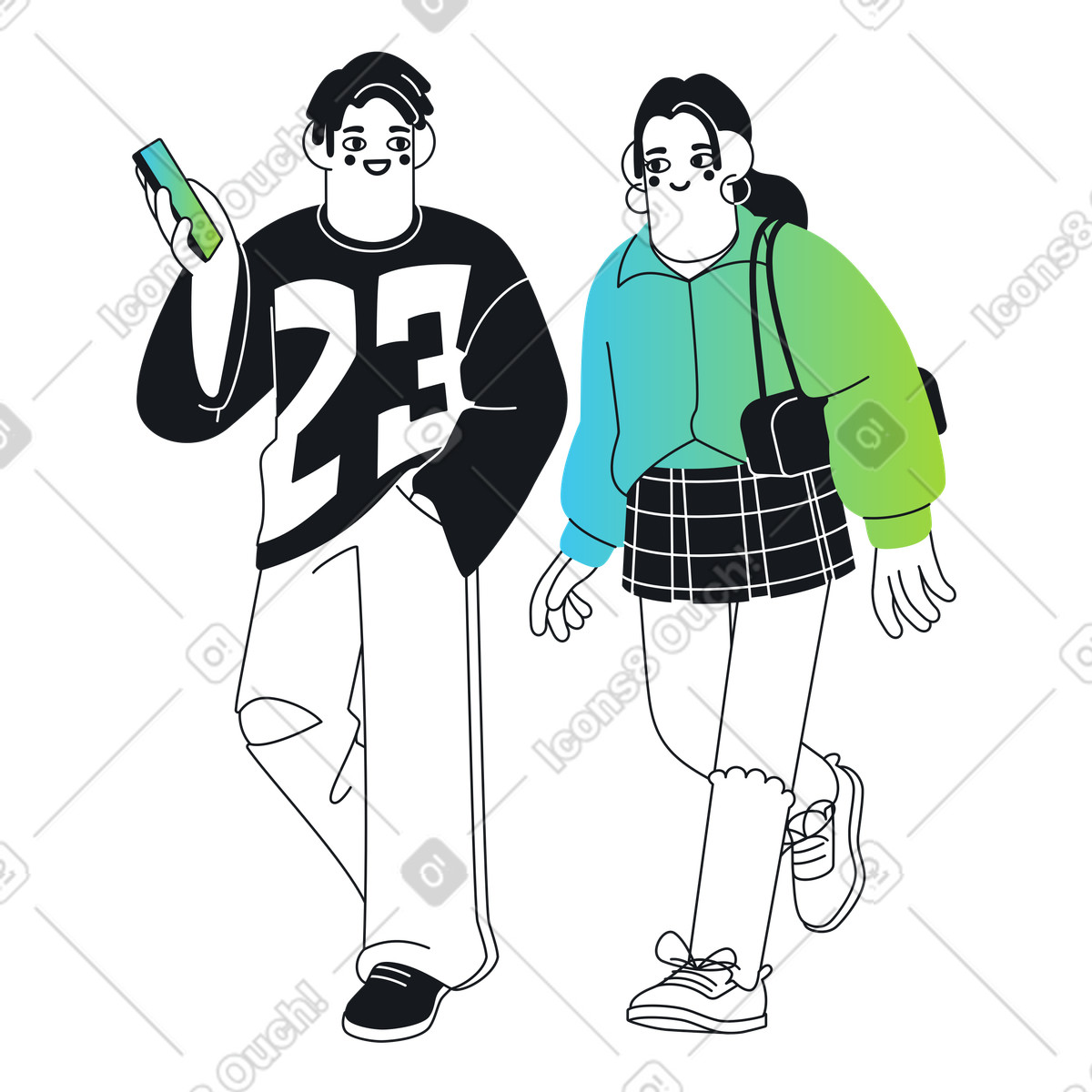 Ilustração de People enjoying walk together, Friendship and connection em no estilo Breeze para baixar em PNG, SVG