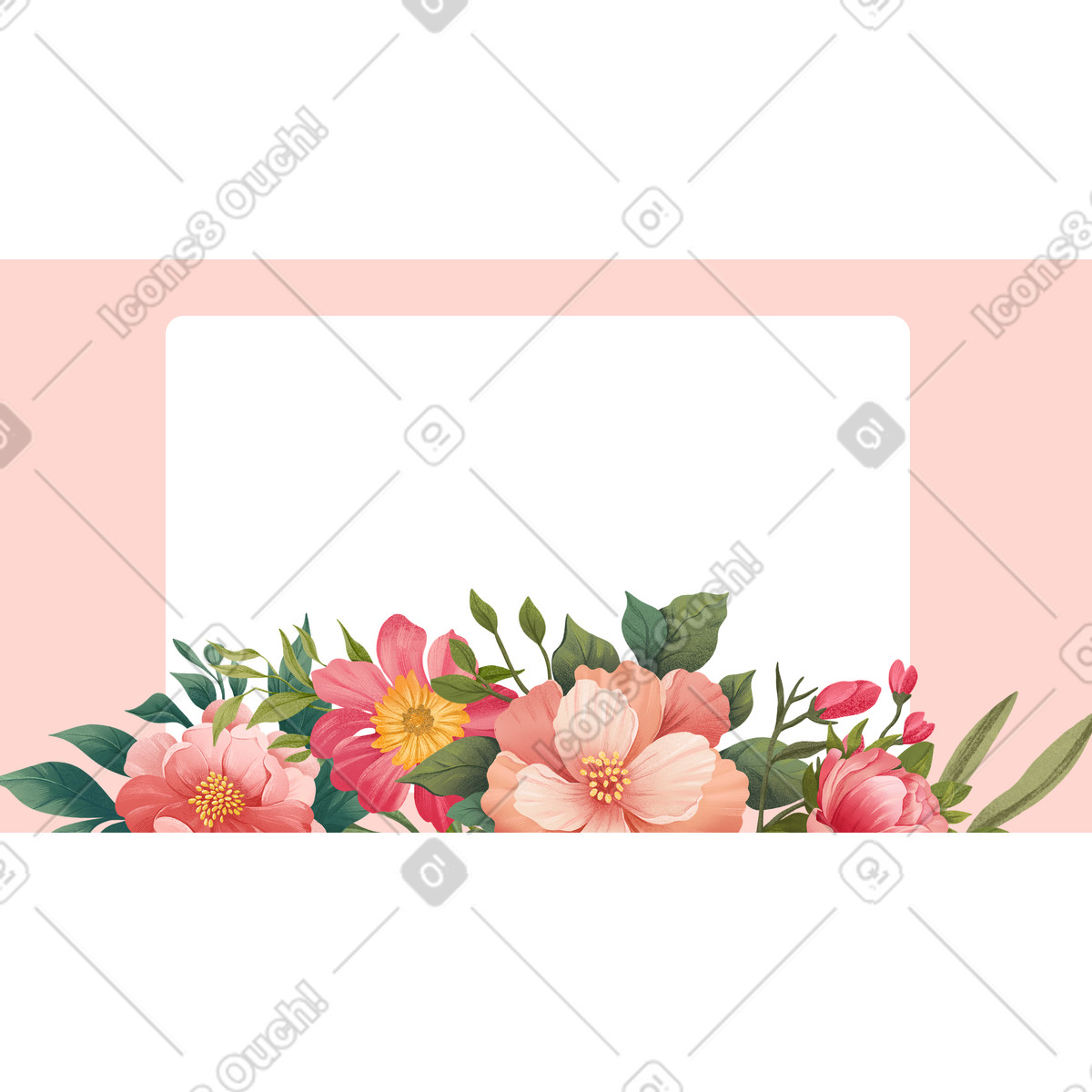 Elegant watercolor flowers with empty space, Wedding announcement template illustrazione in stile Floral scarica in PNG, SVG
