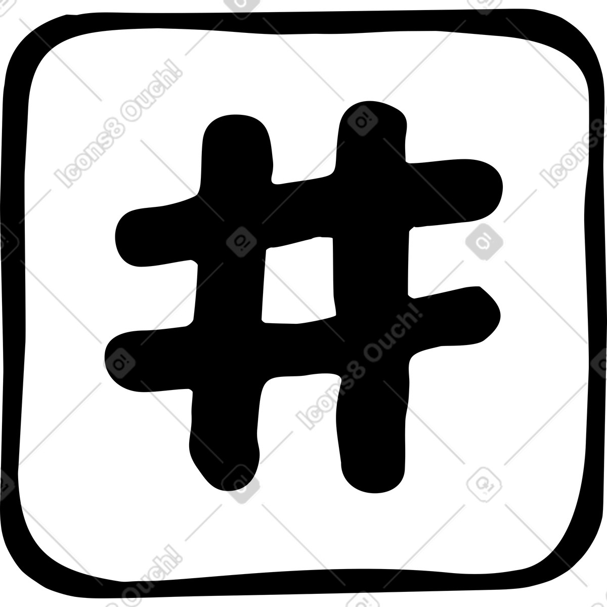 Ilustração de Hashtag em no estilo Journal para baixar em PNG, SVG