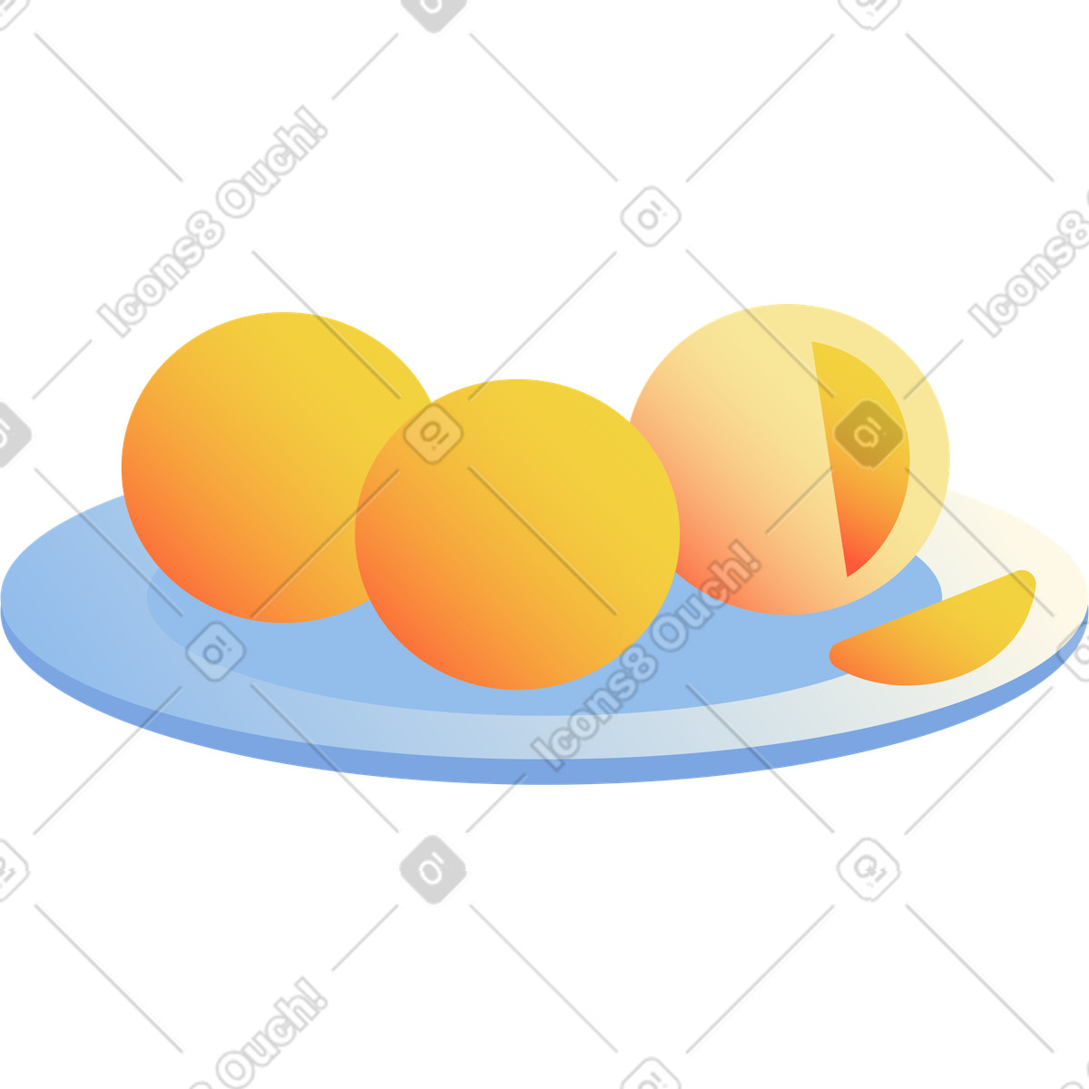 Plate of tangerines illustration in Beam style download in PNG, SVG