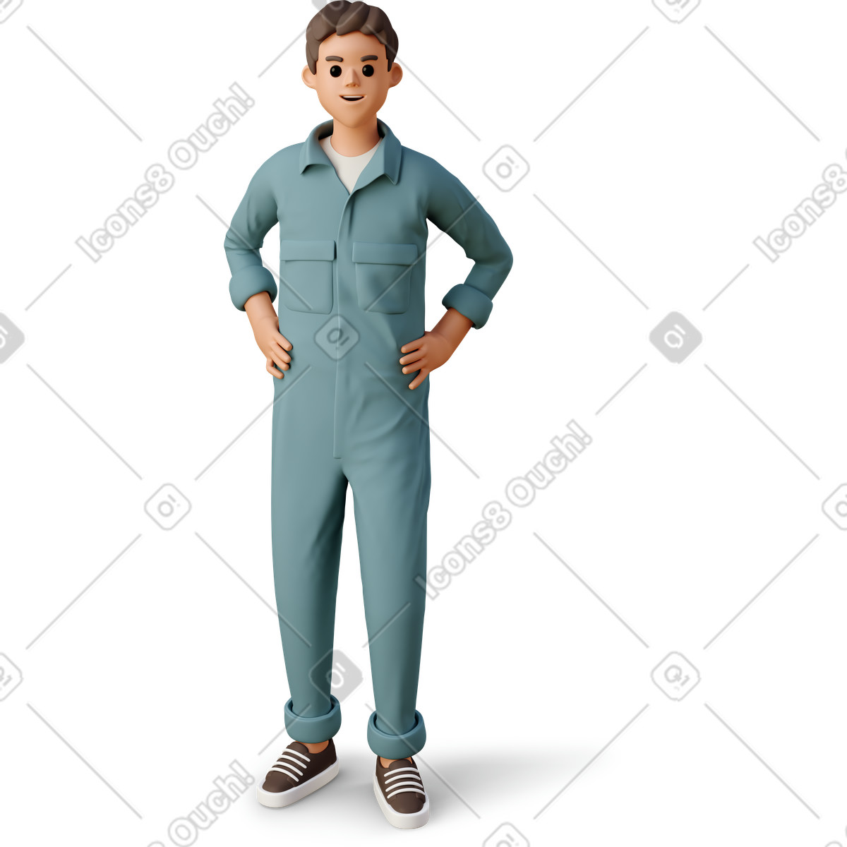 Ilustración Boy in the worker jumpsuit en estilo 3D Casual life a descargar en PNG y SVG