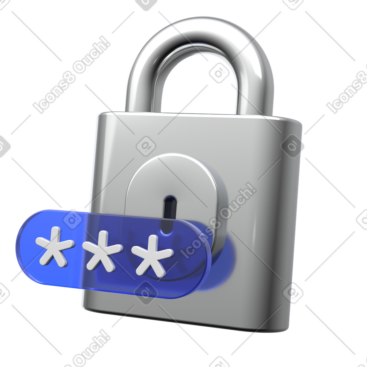 Silver padlock icon, Password input field, Access control symbol illustration in PNG, SVG