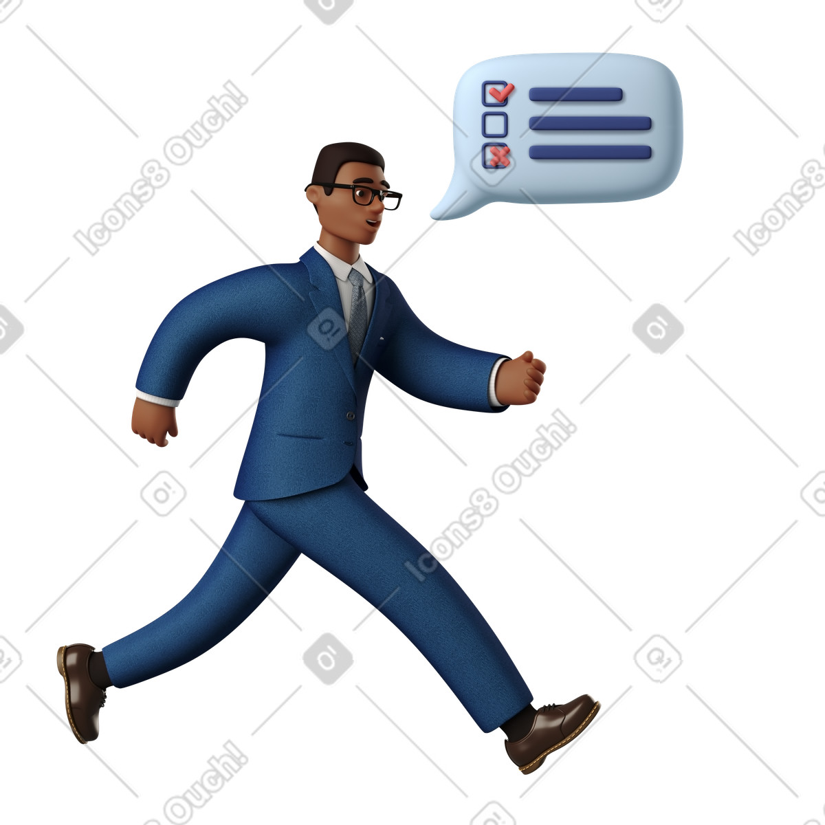 Ilustração de Empresário correndo para completar planos trabalho em no estilo 3D Business baixar em PNG, SVG
