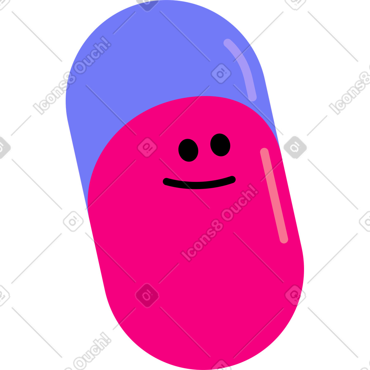 Head pill illustration in Giggle style download in PNG, SVG