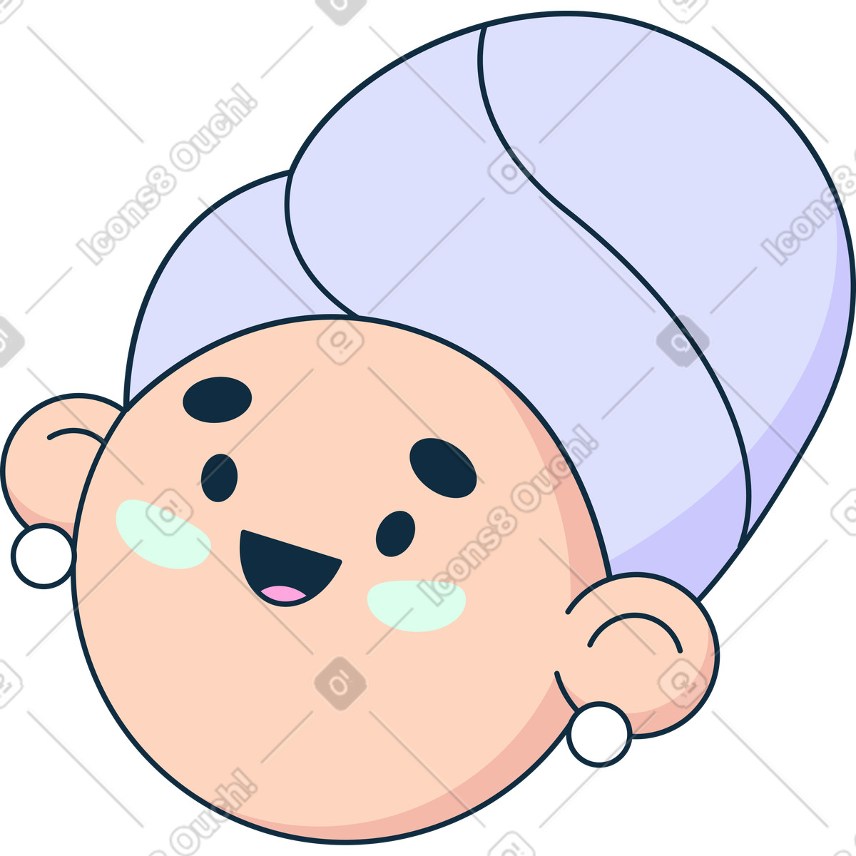 Woman head with towel turban illustration in Bubble gum style download in PNG, SVG