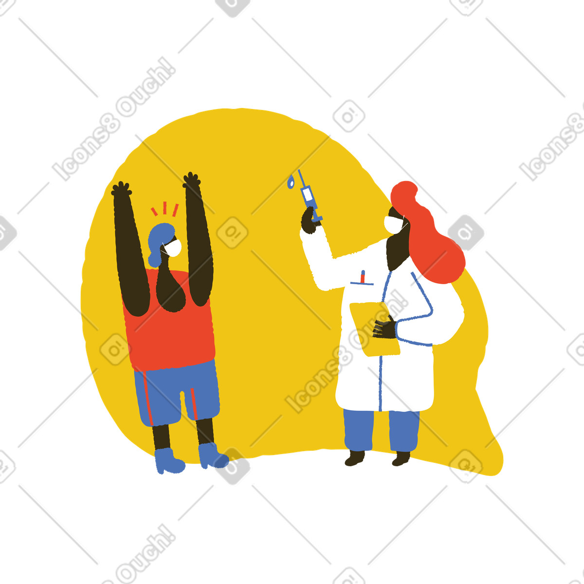 Doc, i'm ready for injection illustration in Bermuda style download in PNG, SVG