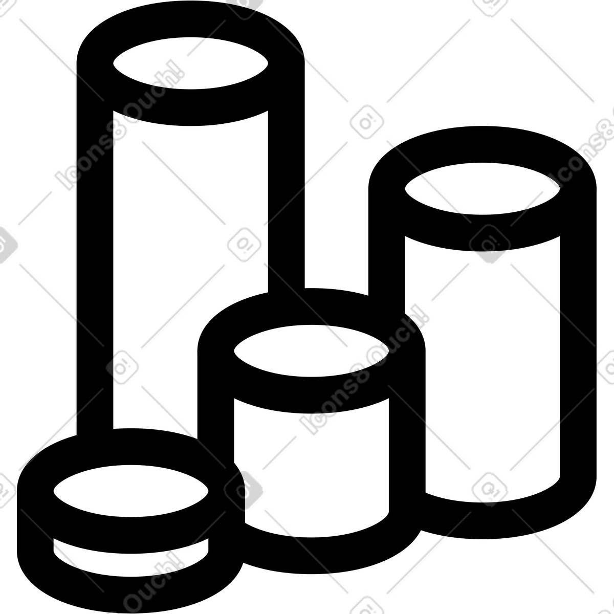 Иллюстрация Coins stacked cylinders forming simple minimal money growth diagram в стиле Notion Line Art — скачать в форматах PNG, SVG