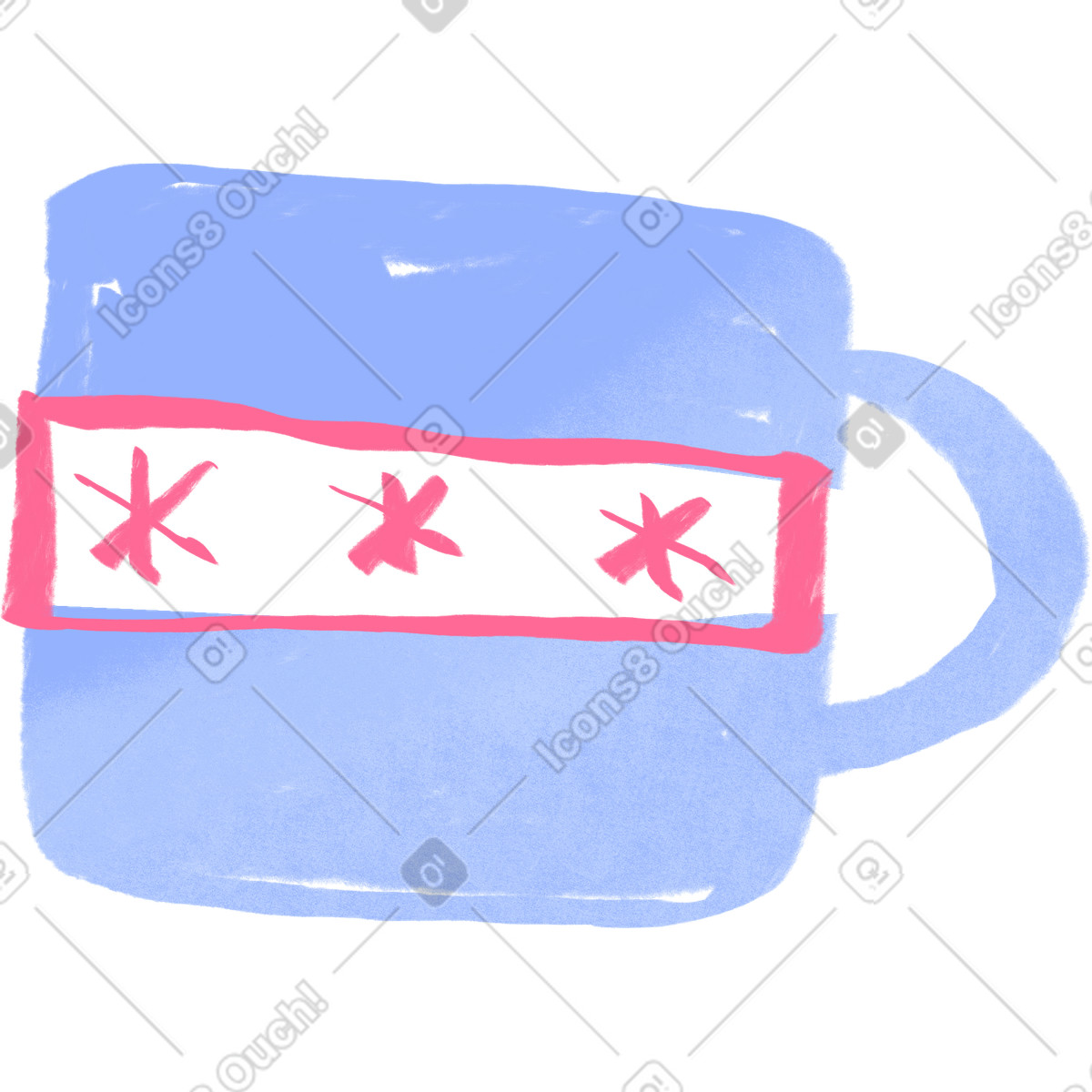 下载 Quirky 风格的 Cup with pink decor 插画，支持 PNG、SVG 格式