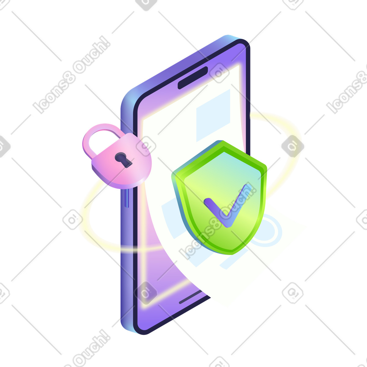 Security of electronic documents on smartphone illustration in PNG, SVG